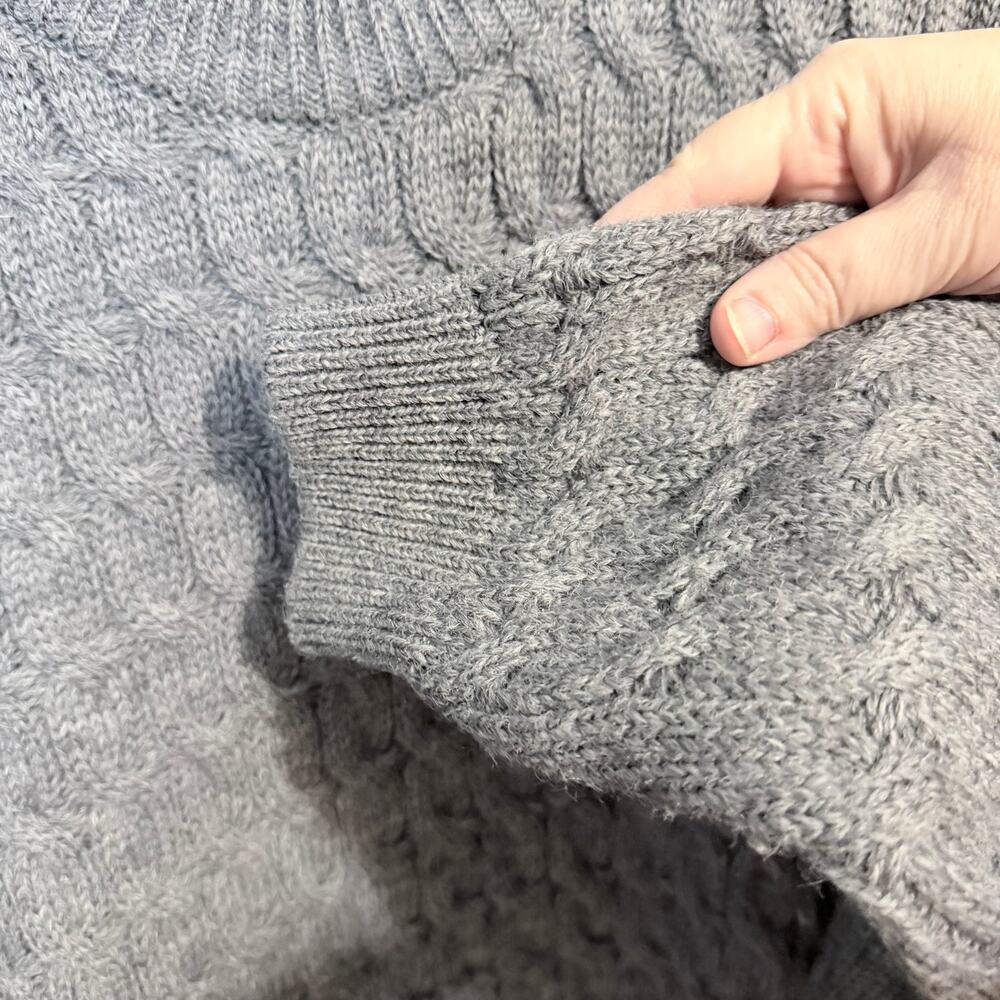Vintage Paul James gray 100% wool men’s sweater XL England cable knit grandpa - Picture 5 of 8